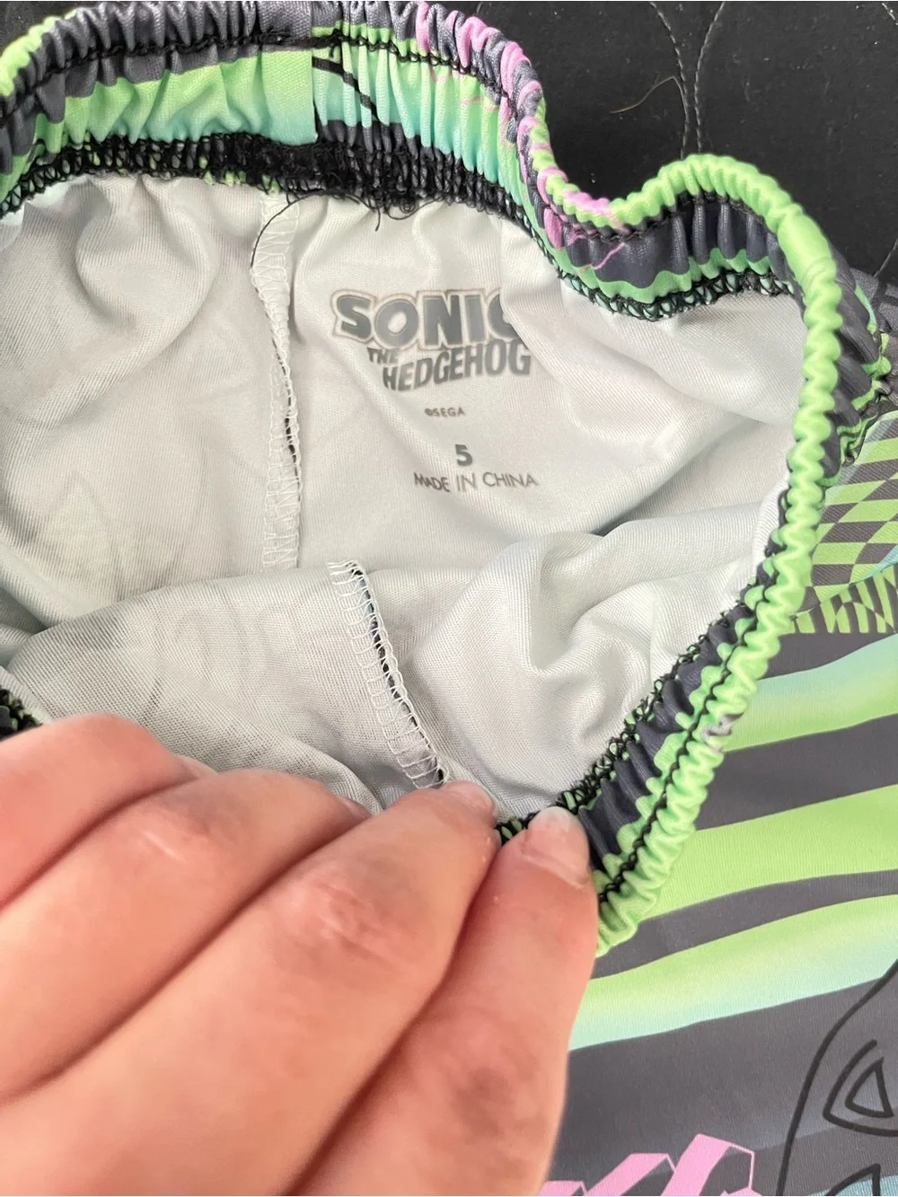 Kids Neon Green & Aqua Stripes - Sonic Graphic